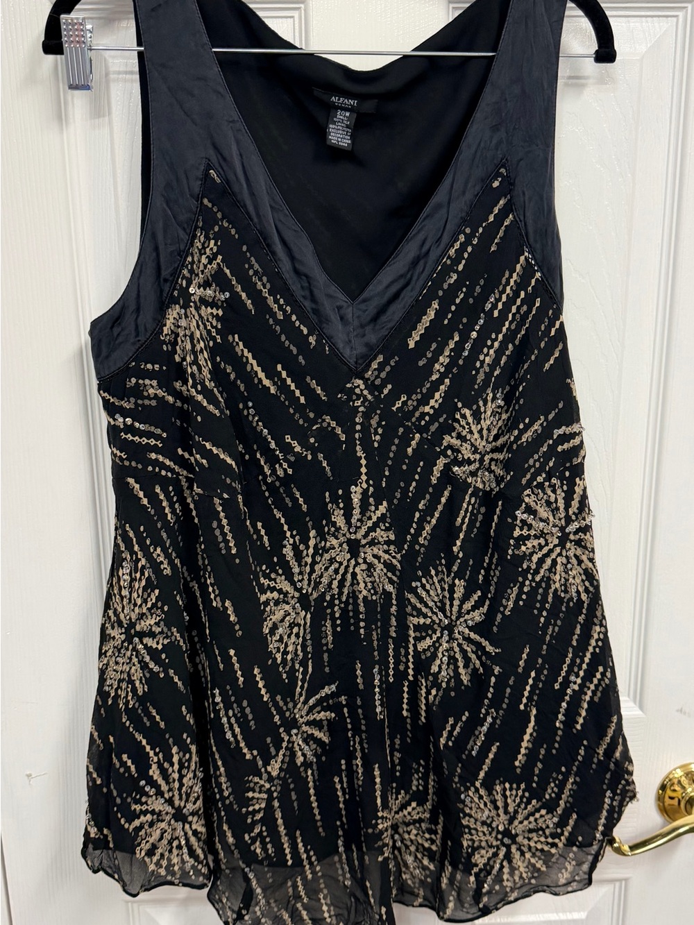 Alfani Black Sleeveless Sequin Firework Camisole